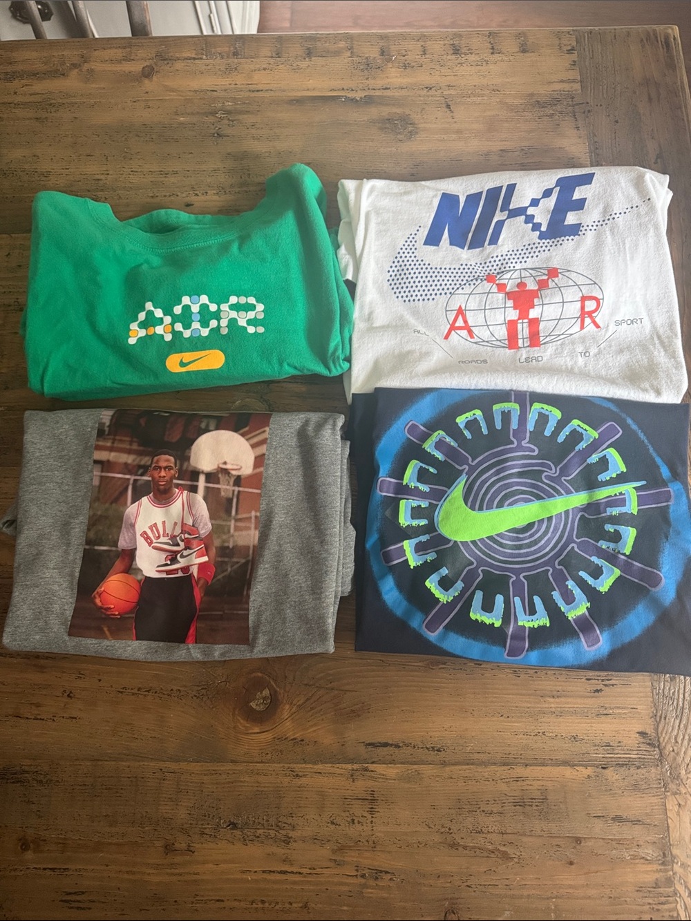 Nike Men’s Short Sleeve Graphic Tee Bundle  - Green, White, Gray & Black